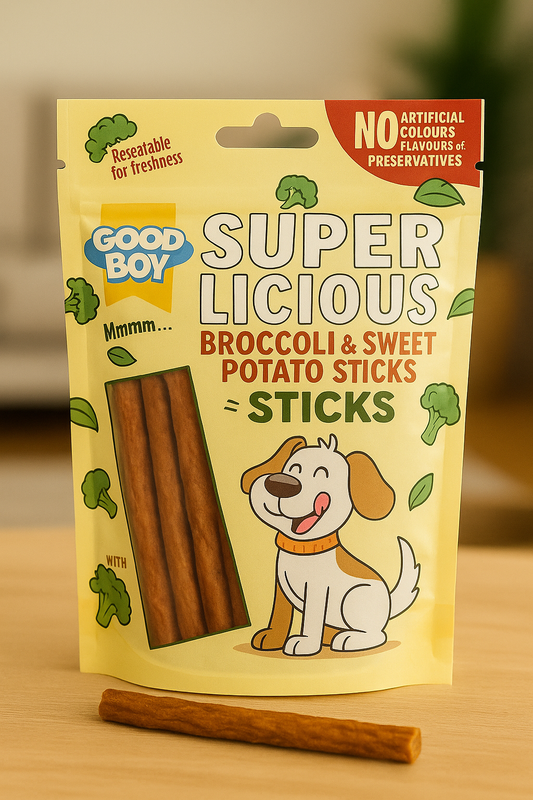 🐾 Broccoli & Zoete Aardappel™ Premium Kipsticks – Superfood Snacks voor Blije, Gezonde Honden